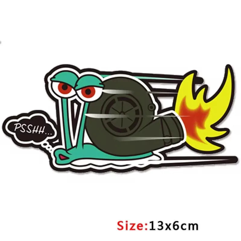 Pegatinas de vinilo con diseño clásico y divertido de PSSHH Snail Turbo para coche de motocross, reflectantes, para decorar coches de carreras.