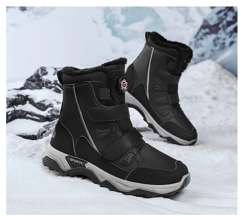 Botas de nieve impermeables para hombre, con entresuela, cálidas, para exteriores, antideslizantes y resistentes a la abrasión.