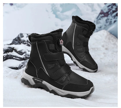 Botas de nieve impermeables para hombre, con entresuela, cálidas, para exteriores, antideslizantes y resistentes a la abrasión.