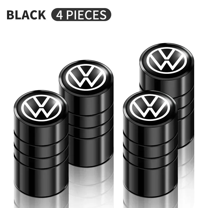 4 tapas de válvula de neumático de coche, emblema de metal, funda para VW, Volkswagen, Golf, Polo, Passat, Touran, accesorios de estilo de coche.