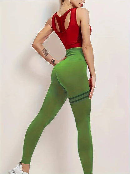 Pantalones deportivos de yoga europeos y americanos de gran venta (2024), con barras paralelas, corte ajustado, realzadores de caderas, cintura alta.