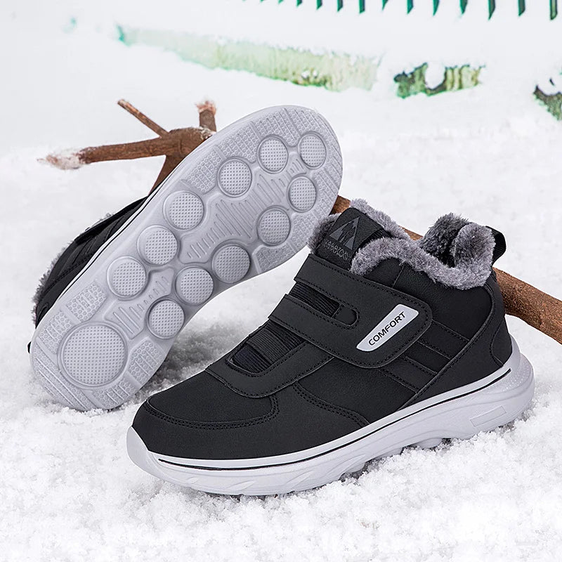 Nuevas zapatillas de invierno para hombre, botas de nieve gruesas y cálidas de felpa, botines ligeros para hombre, botas de algodón para exteriores hechas a mano para hombre.