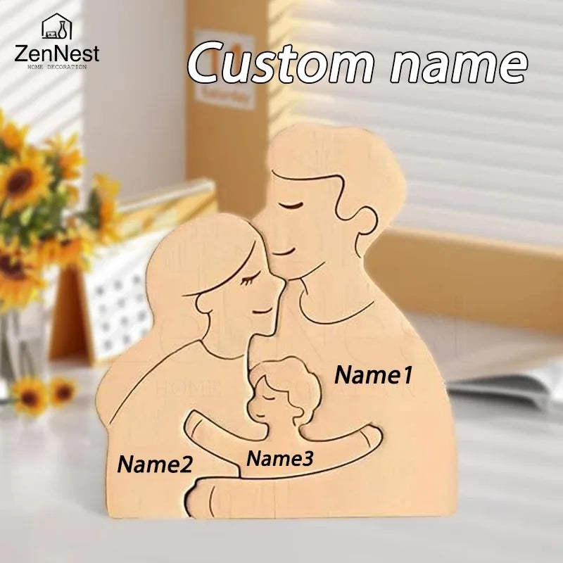 Decoraciones de madera con nombre personalizado, rompecabezas personalizados, decoraciones cálidas para el hogar, regalos cálidos para el Día de la Madre y el Día del Padre.