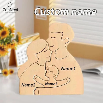 Decoraciones de madera con nombre personalizado, rompecabezas personalizados, decoraciones cálidas para el hogar, regalos cálidos para el Día de la Madre y el Día del Padre.