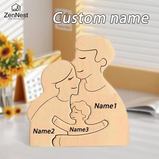 Decoraciones de madera con nombre personalizado, rompecabezas personalizados, decoraciones cálidas para el hogar, regalos cálidos para el Día de la Madre y el Día del Padre.