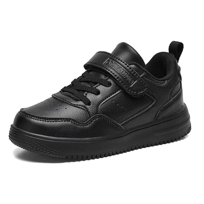 Zapatillas deportivas para niños, zapatos casuales para niños, zapatos planos de cuero negro para caminar para estudiantes, calzado deportivo ligero antideslizante para niñas, calzado de tenis