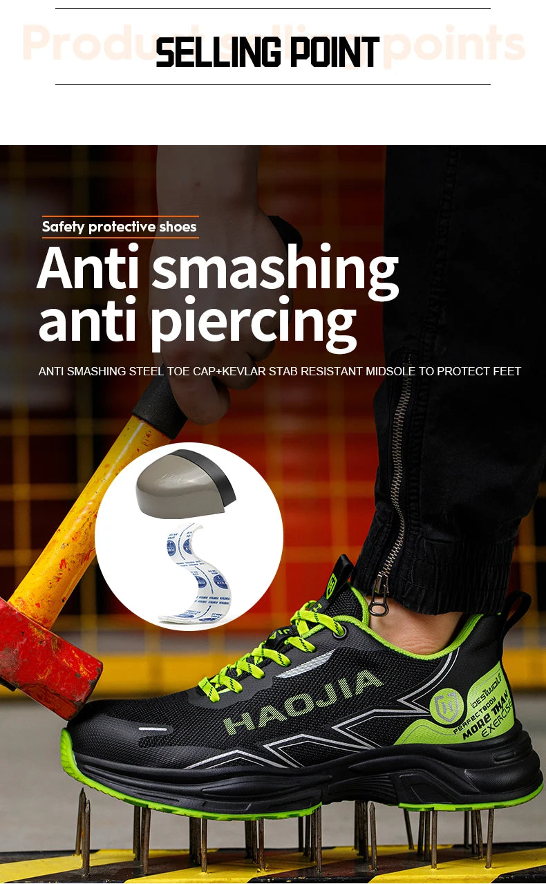 Zapatos de seguridad ligeros para hombre, antirotura, antipinchazos, zapatillas de trabajo, botas de seguridad protectoras, zapatos de trabajo con puntera de acero.