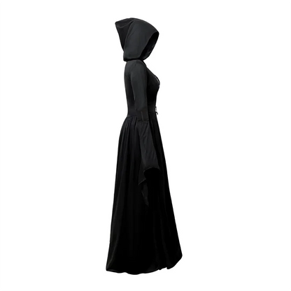 Halloween Witch Dress Skeleton Witch Sorcerer Adult Women Cosplay Costume Hood Skirt Stage Performance Modern Dance Wear Outfits
