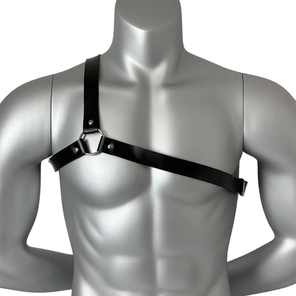 Arnés de pecho de cuero sintético para hombre, tirantes ajustables, arnés corporal bondage, accesorios de ropa gótica, moda