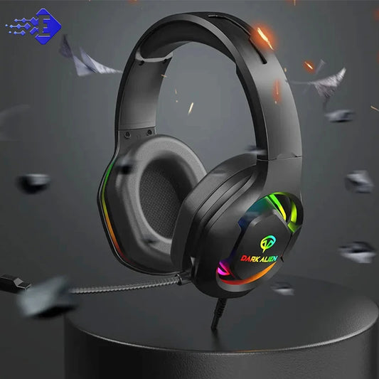 Auriculares para juegos EKSA E1000 con sonido envolvente RGB 7.1 para PC, PS4 y PS5, con cable USB y micrófono con cancelación de ruido.