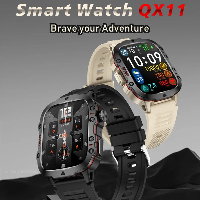 Reloj inteligente QX11 para hombre y mujer, pantalla grande de 1,96 pulgadas, HD, Bluetooth, llamadas SOS, asistente de voz, rastreador de actividad física deportivo