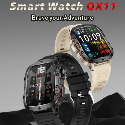 Reloj inteligente QX11 para hombre y mujer, pantalla grande de 1,96 pulgadas, HD, Bluetooth, llamadas SOS, asistente de voz, rastreador de actividad física deportivo