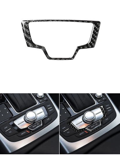 Accesorios decorativos para el interior del coche Audi A6 A7 2012 2013 2014 2015 2016 2017 2018, pegatinas negras de fibra de carbono, embellecedor de cubierta.