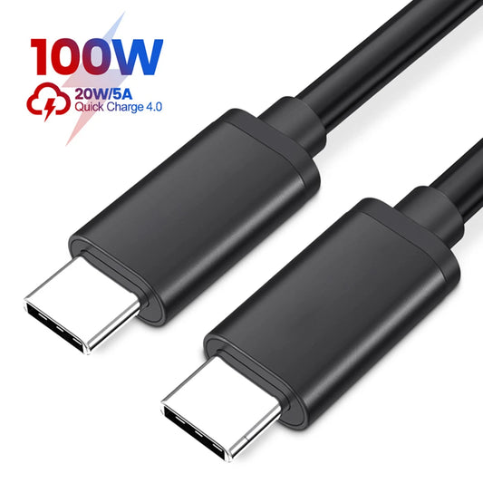 Cable USB PD100W USB C a Tipo C Cable de carga rápida para Xiaomi Samsung Huawei MacBook iPad 5A Cable de teléfono móvil Cable USB Tipo C