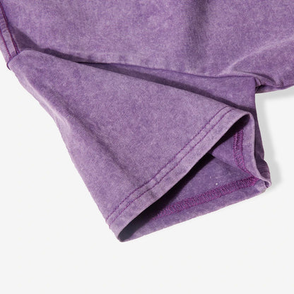 Camisetas lavadas 100 % algodón para mujer, tops holgados de cuello redondo, ropa urbana Y2k para mujer, camisetas casuales vintage de manga corta de verano