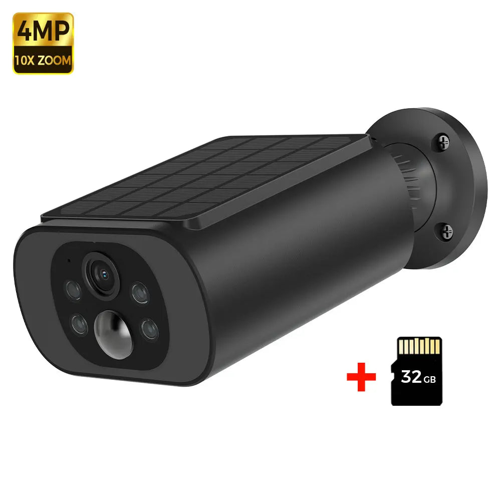 Cámara solar exterior ALEVIO, cámara de seguridad inalámbrica WiFi, 2.5K, ultra larga duración en espera, luz PIR, visión nocturna a color, detección por IA.