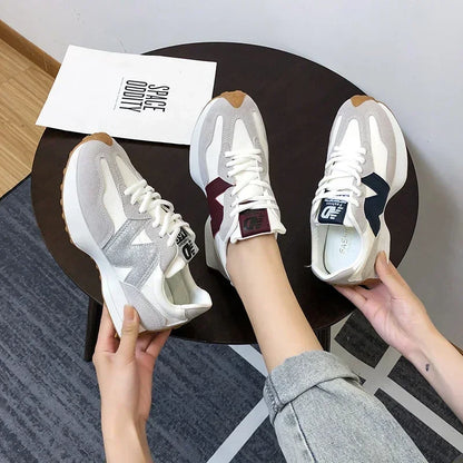 Zapatos deportivos transpirables para mujer, zapatos casuales de verano 2025 con suela gruesa vulcanizados, zapatos de diseñador para caminar, zapatos de moda para mujer