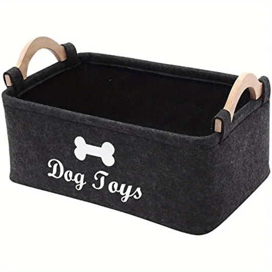Caja de juguetes de fieltro para mascotas, caja de juguetes para perros, caja de almacenamiento tipo cesta: perfecta para organizar a las mascotas