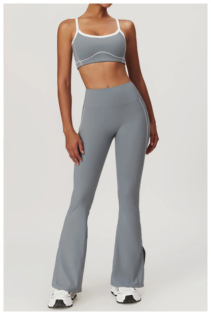 Conjunto deportivo de yoga FUBEIKE para mujer, de verano, color nude, ajustado, con espalda descubierta, ideal para gimnasio, ropa deportiva para mujer, para correr al aire libre.