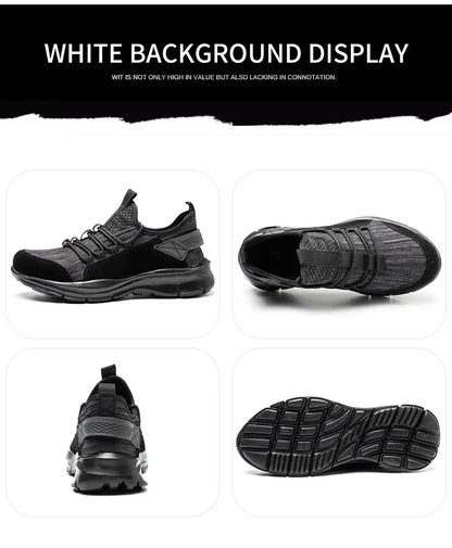 Zapatillas de trabajo para hombre, calzado de seguridad, zapatos de trabajo con puntera de acero para la construcción, botas de seguridad ligeras, zapatillas de trabajo antiperforación de Kevlar.