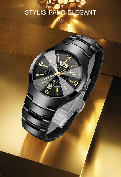 Reloj de cuarzo de cerámica de moda LIGE para mujer, reloj deportivo informal con fecha semanal, reloj creativo de acero resistente al agua para mujer