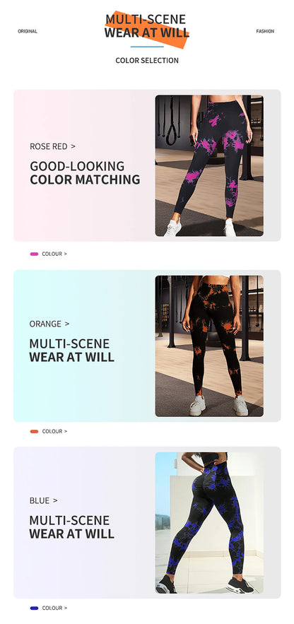 Pantalones de yoga con estampado floral fragmentado y teñido anudado, absorben el sudor, cintura alta, ajustados, levantan la cadera, pantalones deportivos para correr.