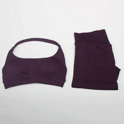 Women's Electric Blue Blossom High Stretch Top Sports Bra Shorts Set Comfortable Gym Workout Yoga Active Wear Impact Outfit