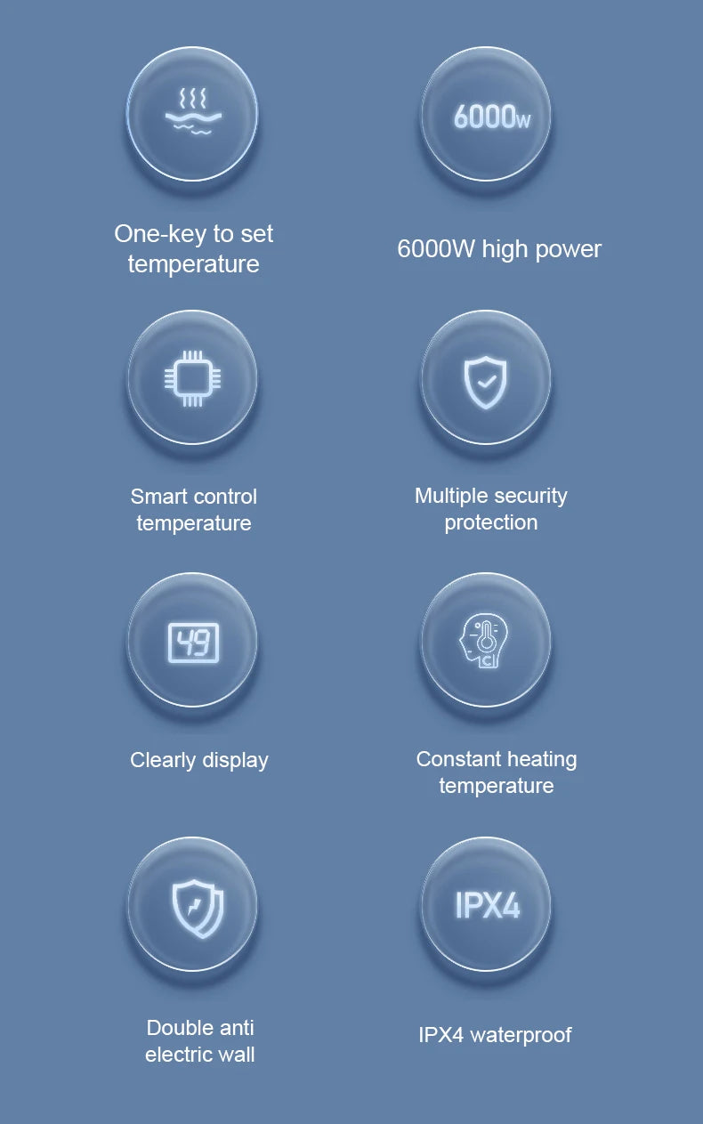 Calentador de agua eléctrico instantáneo DMWD con control remoto para baño y cocina, sin tanque, para ducha con grifo y pantalla LED de temperatura