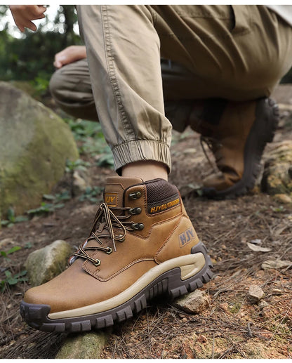 Botas altas de cuero para hombre, transpirables, para combate en el desierto, para exteriores, antideslizantes, para senderismo, motociclistas, botines de trabajo