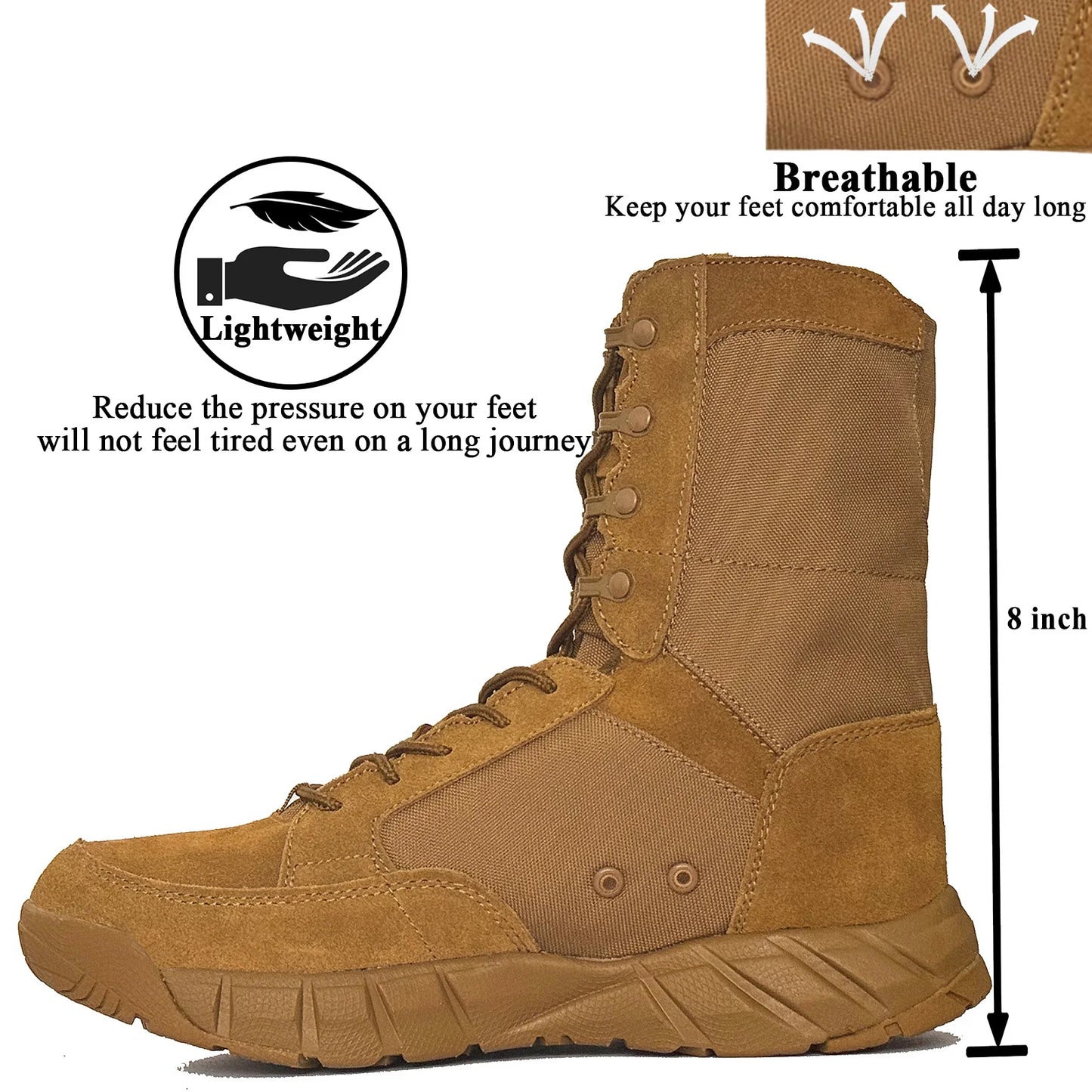 Botas tácticas ligeras originales LAHORS para hombre con cremallera, ideales para entrenamiento de combate, cordones, impermeables, transpirables y aptas para senderismo y actividades al aire libre.