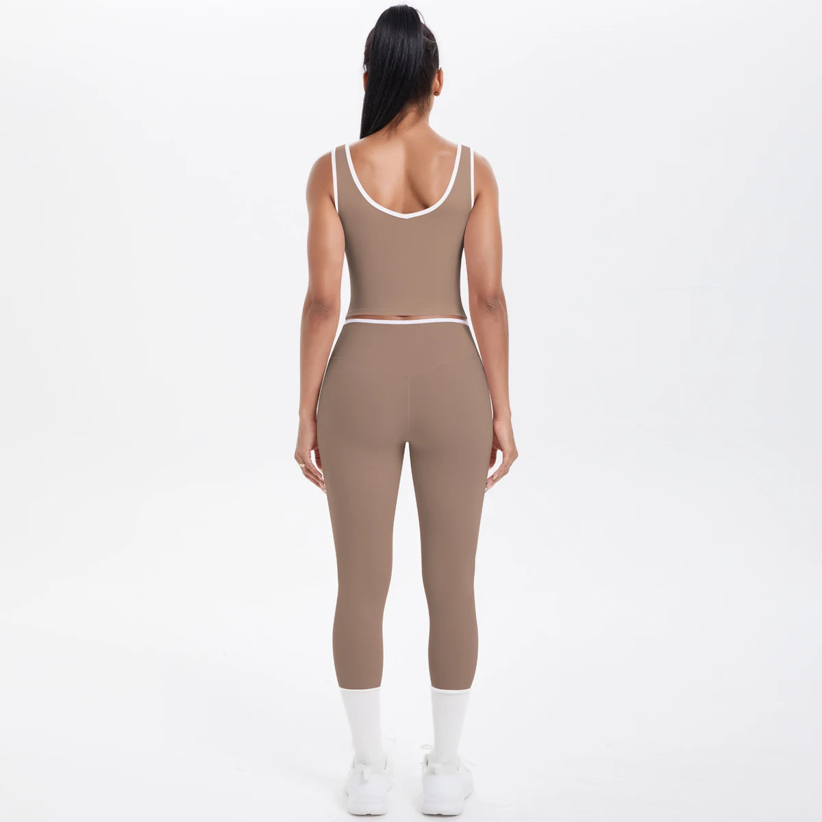 Conjunto de 2 piezas de pantalones de yoga con espalda descubierta y leggings para correr, de cintura alta, con estampado de melocotón y glúteos, para fitness y deportes.