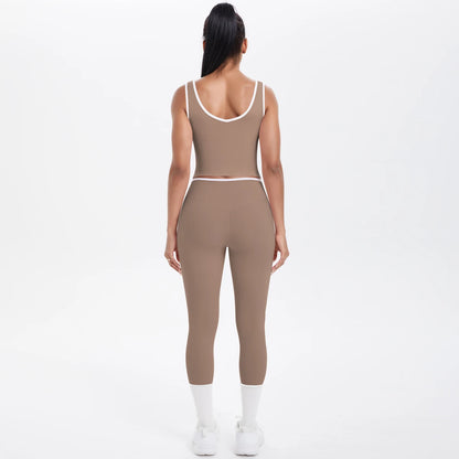 Conjunto de 2 piezas de pantalones de yoga con espalda descubierta y leggings para correr, de cintura alta, con estampado de melocotón y glúteos, para fitness y deportes.