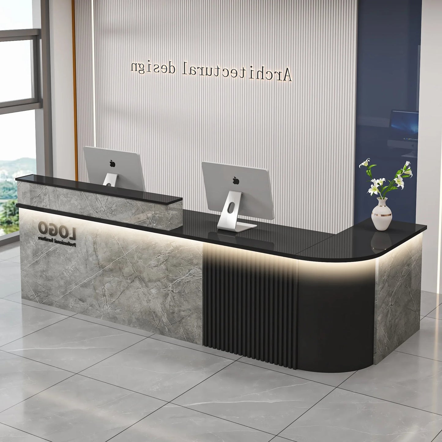 Mostrador de bar de oficina profesional, diseño de belleza de lujo simple, mostrador de recepción, salón moderno, Bancone Bar Lusso, muebles comerciales