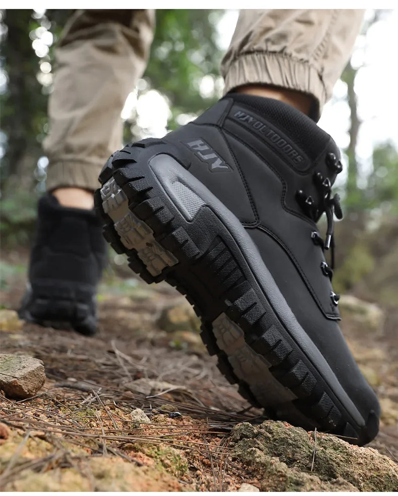 Botas altas de cuero para hombre, transpirables, para combate en el desierto, para exteriores, antideslizantes, para senderismo, motociclistas, botines de trabajo