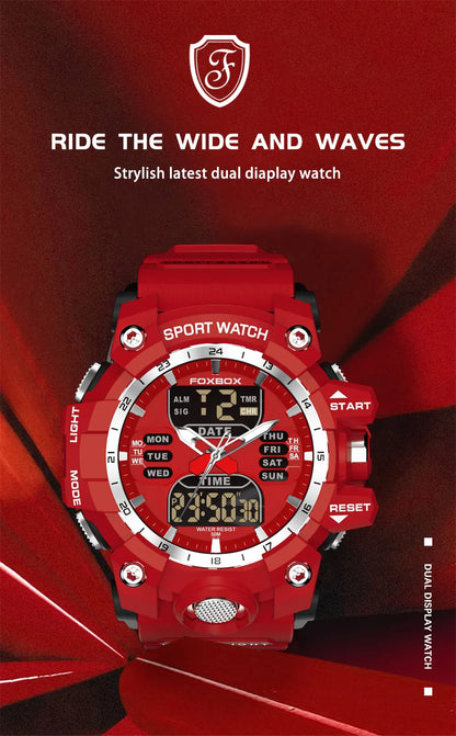 LIGE Reloj Original para Hombre, Reloj de Pulsera Deportivo Militar de Moda con Cronógrafo de Cuarzo, Relojes de Lujo con Doble Pantalla LED y Calendario para Hombre