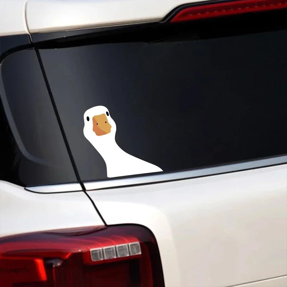 Pegatinas creativas de dibujos animados para coche, diseño de ganso, para todo el cuerpo, impermeables, de vinilo, a color, accesorios exteriores