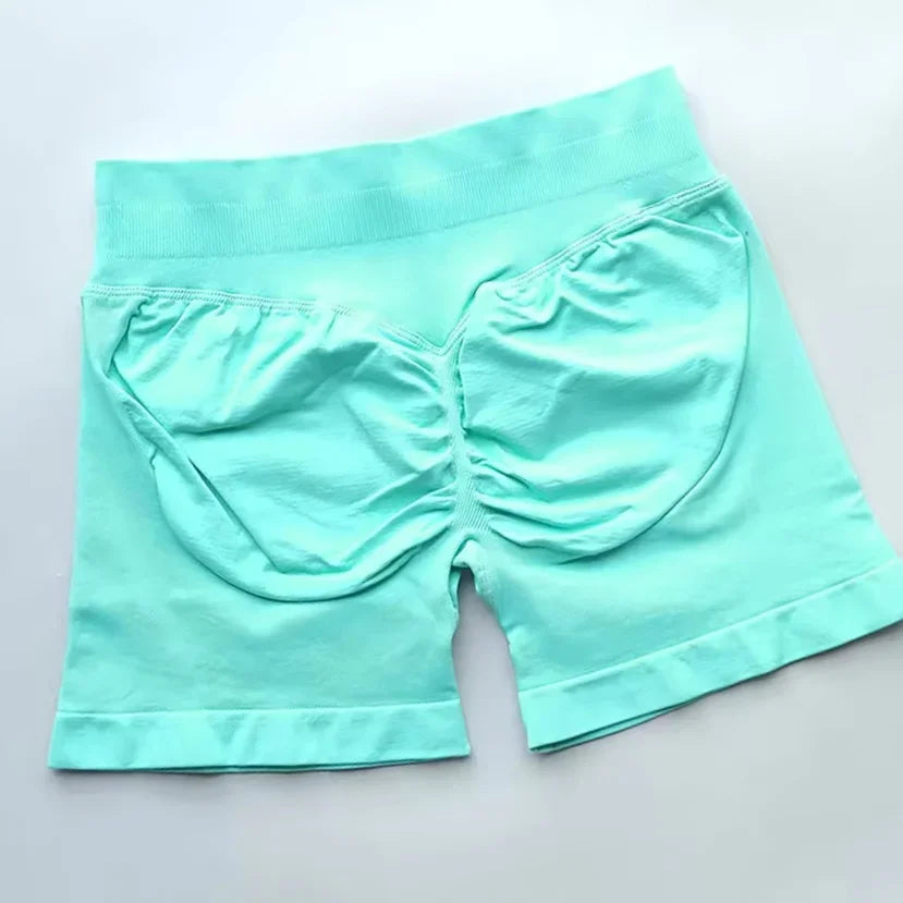 Pantalones cortos deportivos de impacto para mujer, cintura baja acanalada, sin costuras, ajustados, para entrenamiento, gimnasio, pantalones cortos elásticos para correr con cintura alta