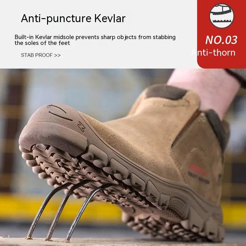 Zapatos de seguridad para hombre con puntera de acero, transpirables, suaves, antideslizantes, botas de trabajo protectoras, calzado cómodo para hombre, aislamiento 6KV.