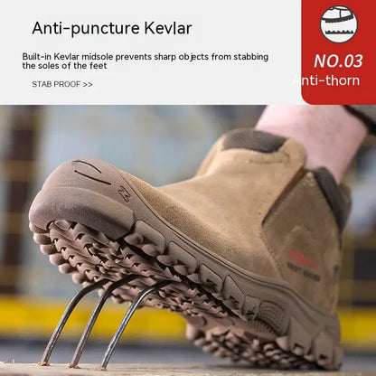 Zapatos de seguridad para hombre con puntera de acero, transpirables, suaves, antideslizantes, botas de trabajo protectoras, calzado cómodo para hombre, aislamiento 6KV.