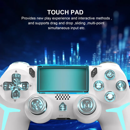 Controlador de juegos inalámbrico GAMINJA RGB Light para consola PS4 PS3, computadora, PC, LED, Bluetooth, giroscopio de 6 ejes, doble vibración