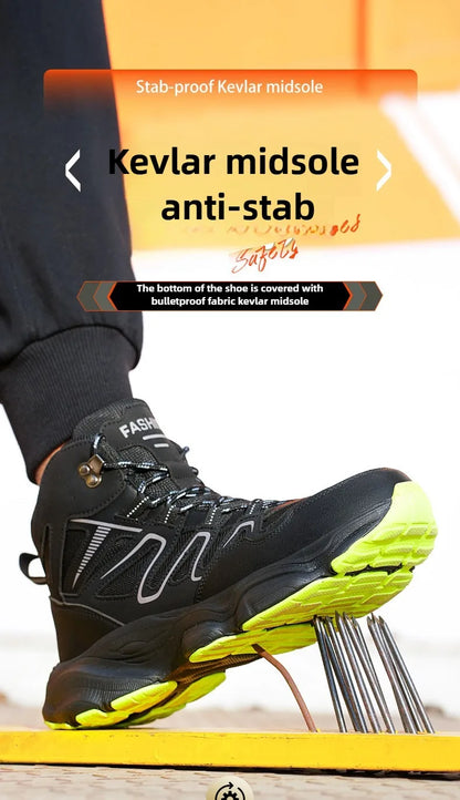 Botas de seguridad indestructibles para hombre, anti-aplastamiento, anti-perforación, para trabajos de construcción, con puntera de acero, botas de trabajo para hombre, calzado de seguridad laboral.