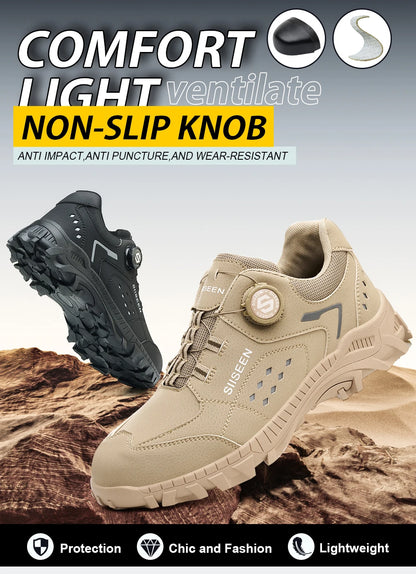 Botas de seguridad con puntera de acero para hombre - Calzado de trabajo resistente a perforaciones, antideslizante y duradero para la construcción y uso industrial en exteriores.