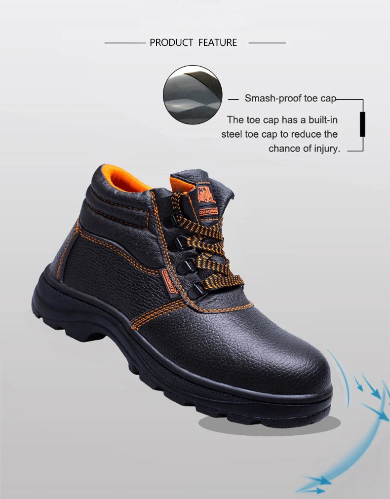Calzado de trabajo, zapatos de protección, botas de seguridad impermeables para hombre, para construcción, antiperforación y antigolpes.