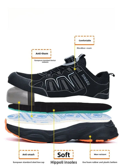 Calzado de seguridad laboral para hombre, resistente a impactos y perforaciones, con puntera de acero, tejido ligero y protección Flykned.