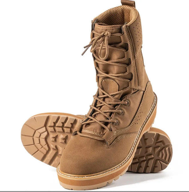 Botas altas de trabajo para hombre, color arena, negro, verde militar, para senderismo, entrenamiento y actividades al aire libre. Tallas 38 a 46.