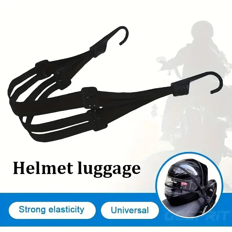 Maleta elástica para motocicleta con gancho de seguridad, malla versátil para casco, duradera y elegante para viajes diarios.