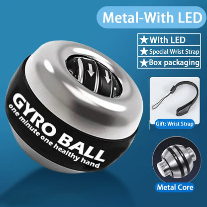 Pelota de entrenamiento de muñeca Powerball con LED, fortalecedor de muñeca, giroscopio de autoarranque para antebrazos, para fortalecer los músculos.