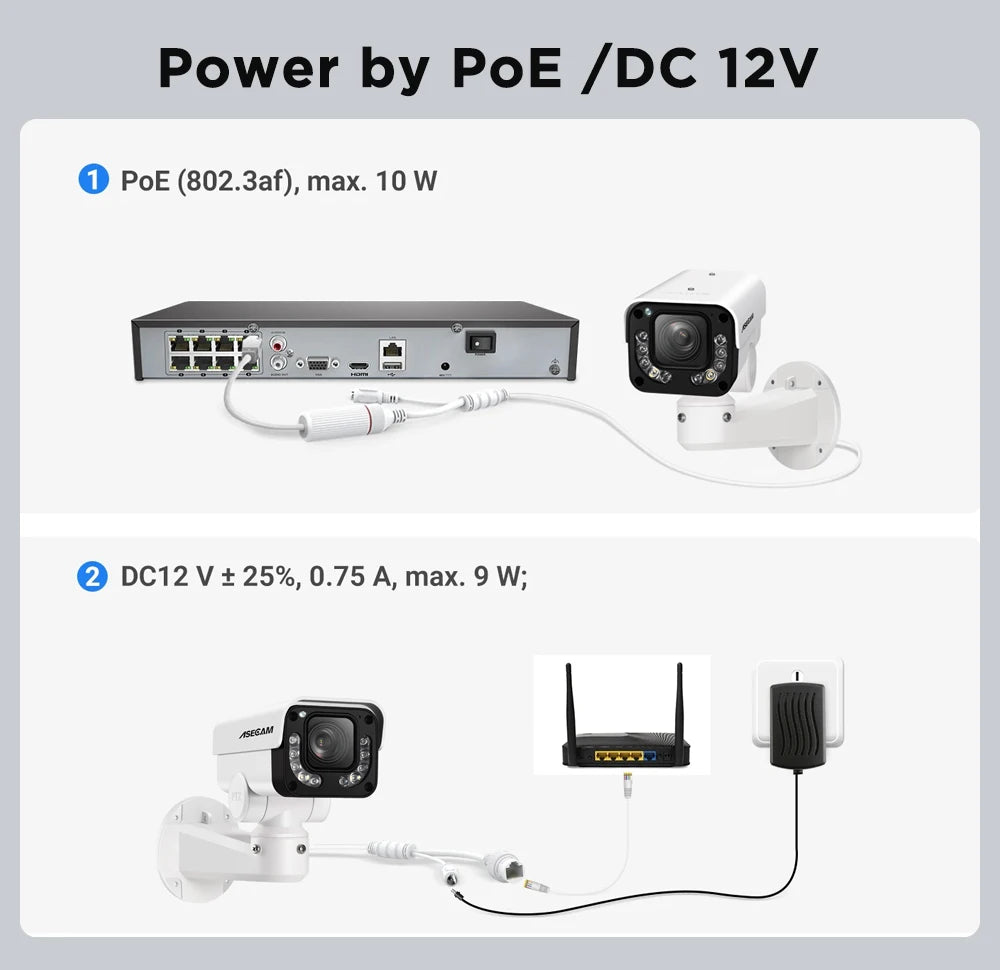 Cámara IP ASECAM 4K 8MP PTZ con zoom óptico 30X, IA, detección de vehículos, WDR, PoE, videovigilancia de seguridad CCTV, compatible con IMX415 Hikvision.