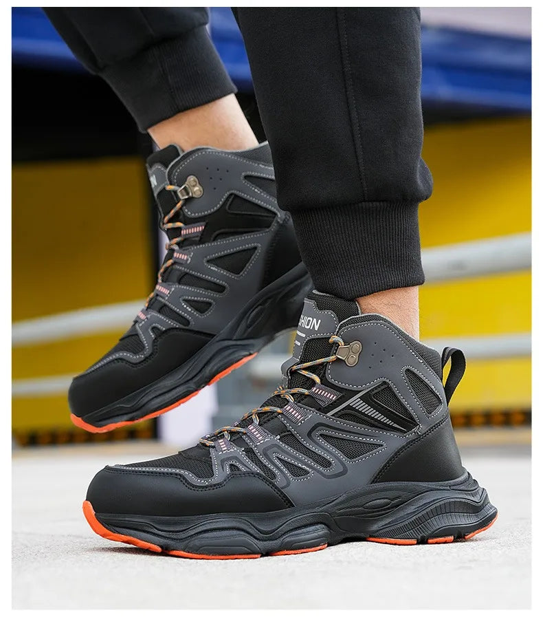 Botas de seguridad indestructibles para hombre, anti-aplastamiento, anti-perforación, para trabajos de construcción, con puntera de acero, botas de trabajo para hombre, calzado de seguridad laboral.