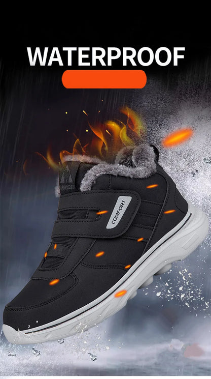 Nuevas zapatillas de invierno para hombre, botas de nieve gruesas y cálidas de felpa, botines ligeros para hombre, botas de algodón para exteriores hechas a mano para hombre.